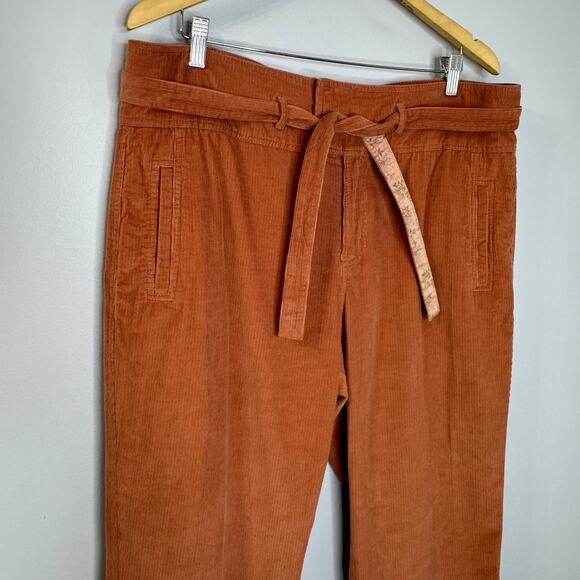 Sundance Emily Softest Corduroy Crop Pants Tie Coral Casual Relax Sz 16 - Picture 6 of 12